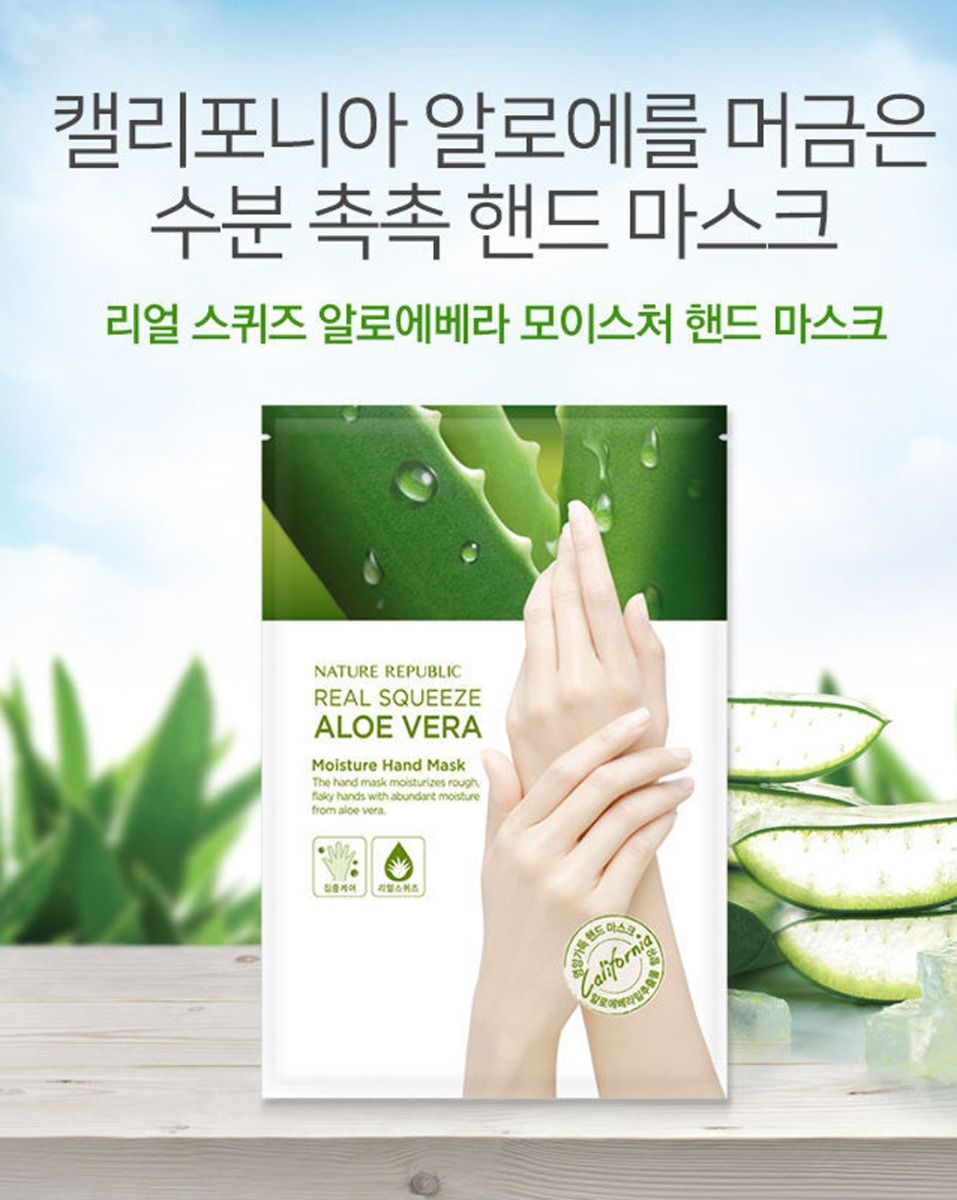 Mặt nạ Dưỡng da tay Nature Republic Real Squeeze Aloevera Moisture Hand Mask