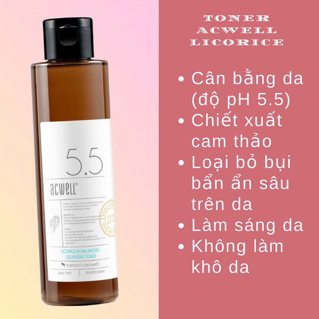 Toner cam thảo ACWELL LICORICE pH BALANCING CLEANSING TONER 150ml