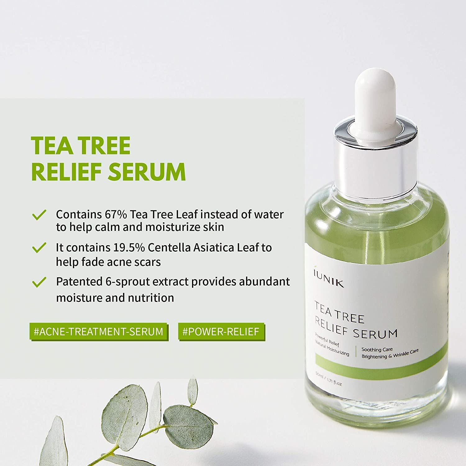 Tinh chất giảm mụn IUNIK Tea Tree Relief Serum 50ml 