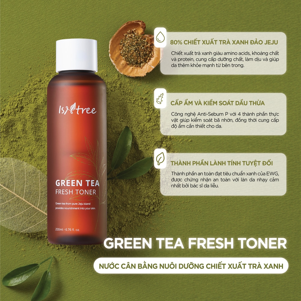 Nước hoa hồng tra xanh ISNTREE Green Tea Fresh Toner 200ml