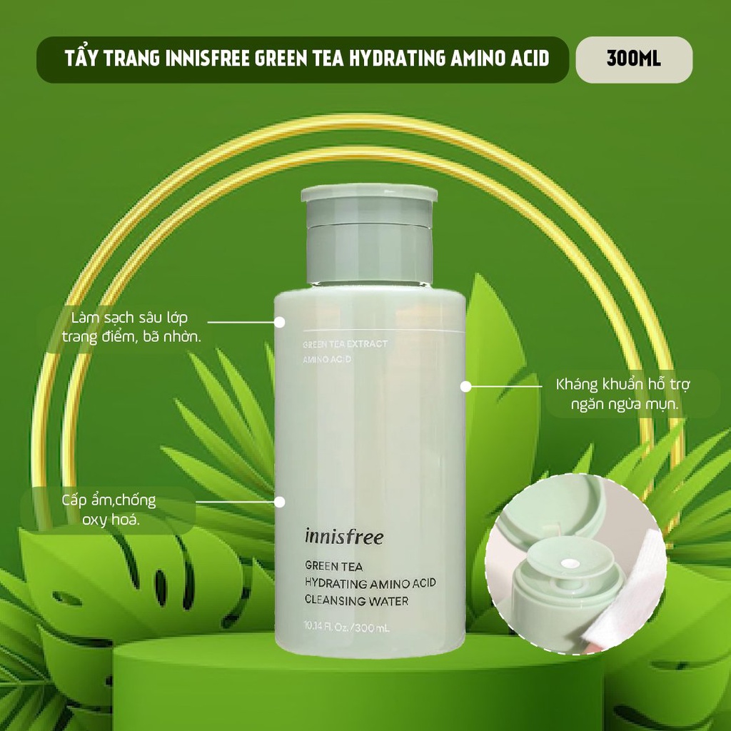 Nước tẩy trang dưỡng ẩm Innisfree Green Tea Hydrating Amino AcidCleansing Water 300ml