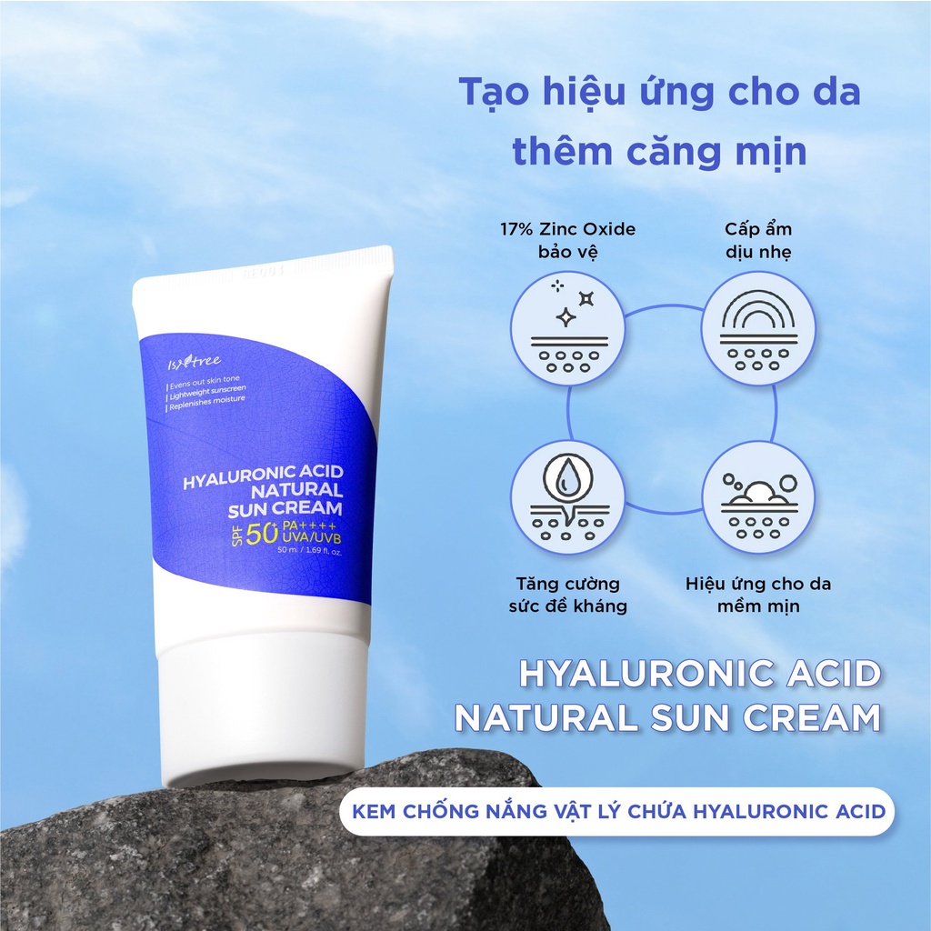 Kem chống nắng ISNTREE Hyaluronic Acid Natural Sun Cream 50ml