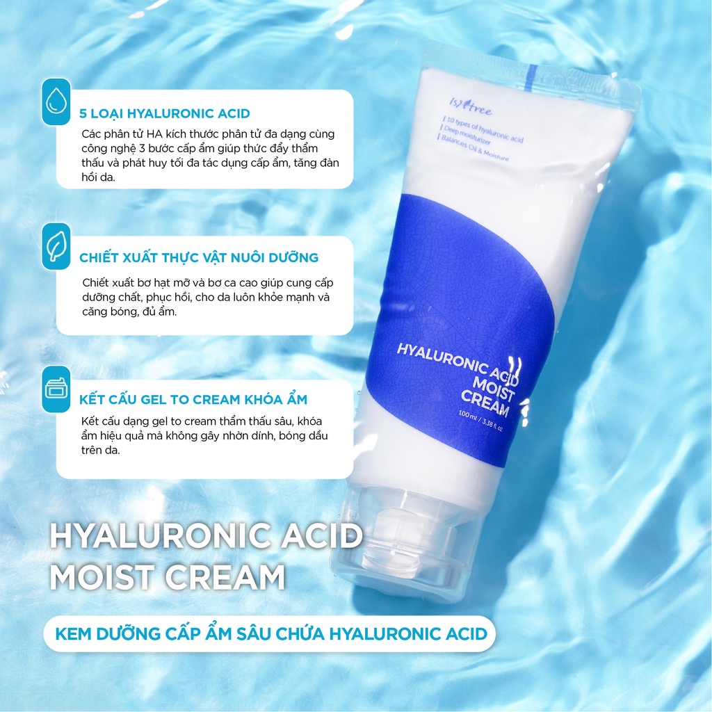 Kem dưỡng ẩm cho da khô ISNTREE Hyaluronic Acid Moist Cream 100ml