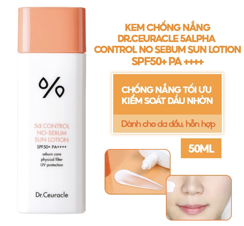 Kem chống nắng Dr.Ceuracle CONTROL NO-SEBUM SUN LOTION 50ml