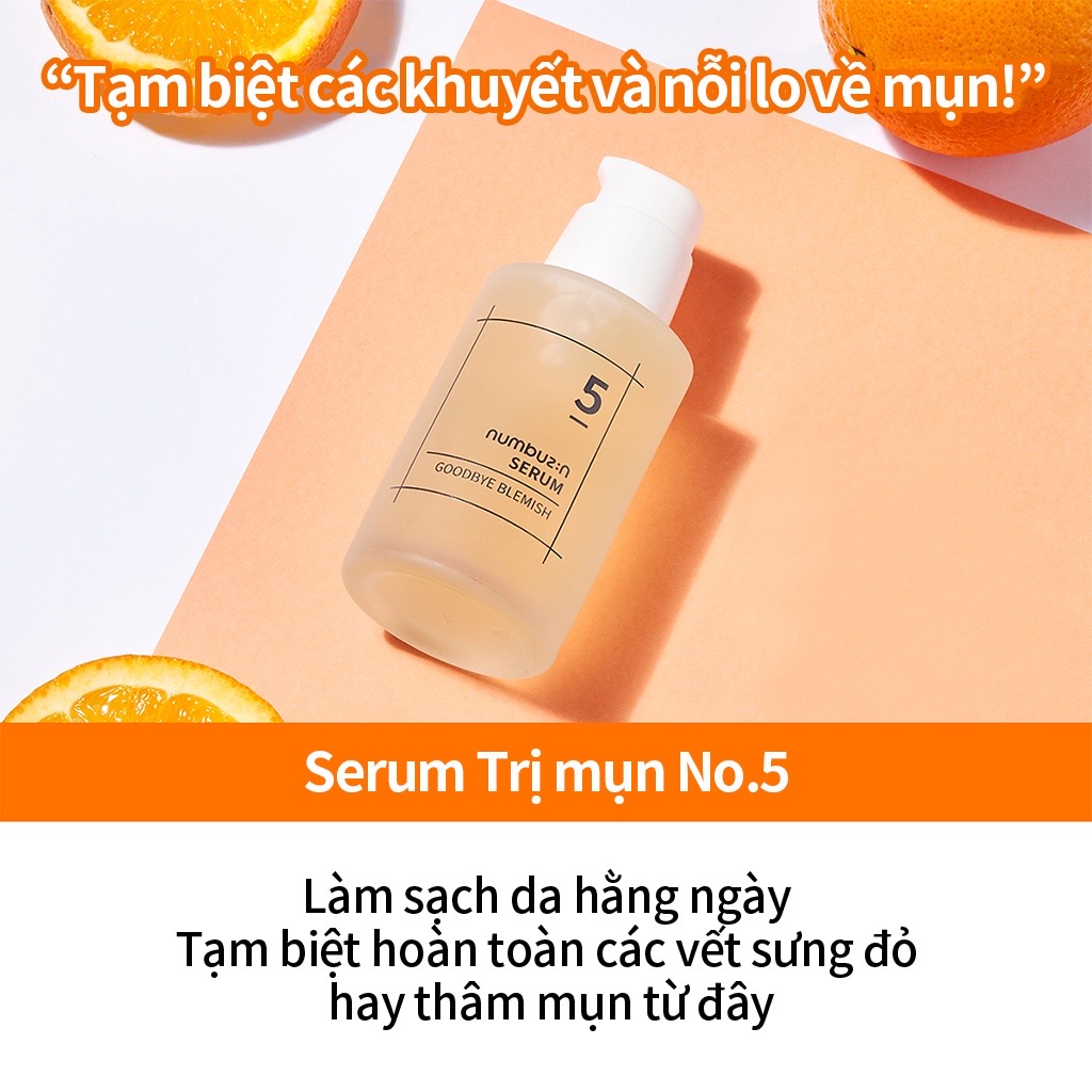 Tinh chất dưỡng ẩm, sáng da mờ thâm Numbuzin No.5 Goodbye Blemish Serum 50ml