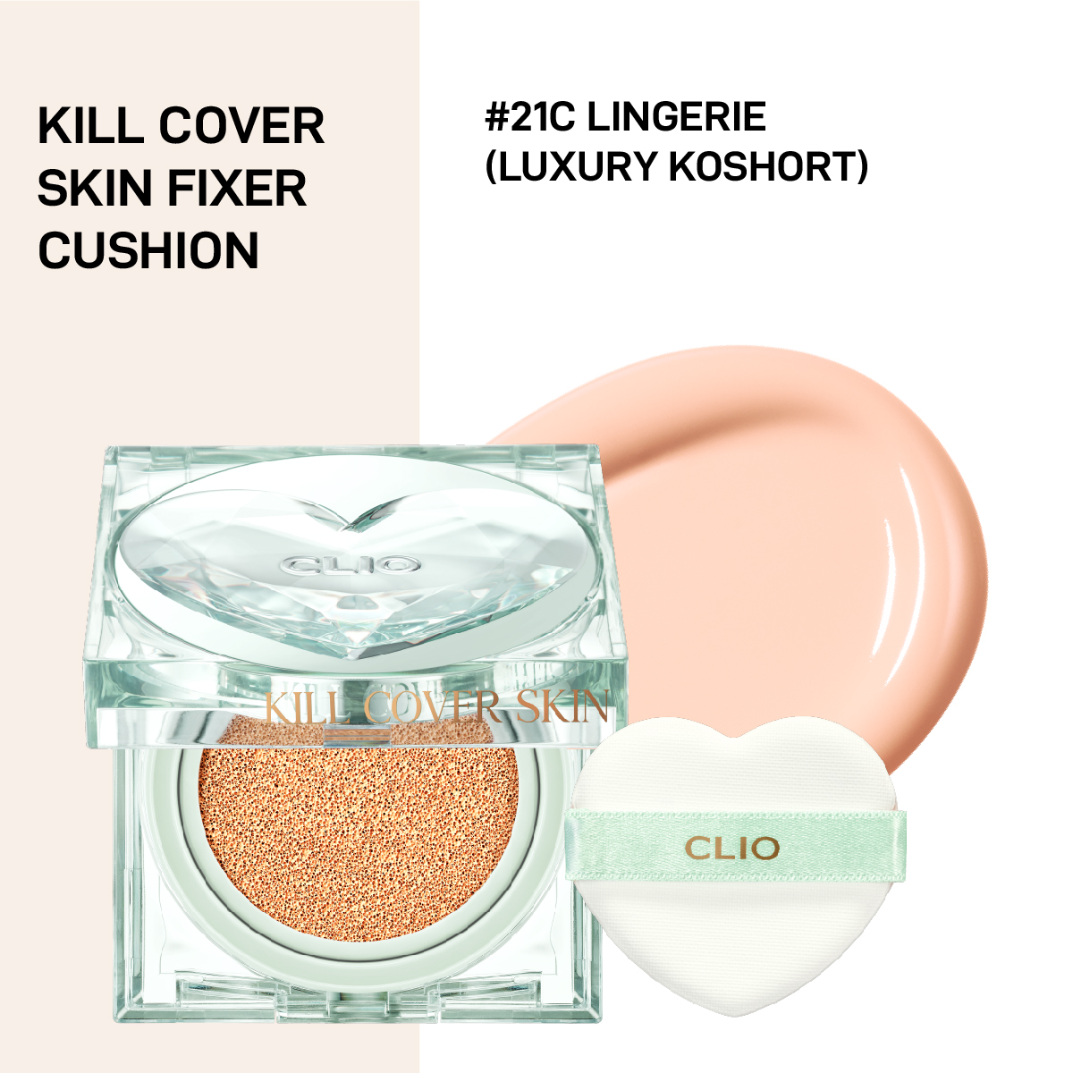 Bản cao cấp Phấn Nước Che Phủ Kiềm Dầu Cho Da Dầu Clio Kill Cover Skin Fixer Cushion SPF 50+ PA+++